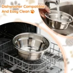 Elevated Cat Bowls Raised Wood Stand Feeder with 3 Stainless Steel Bowls Feeding & Watering Supplies for Puppy Cats Accessories - Image 5