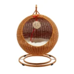 Hand Weaving PP Imitation Rattan Freestanding Cat Swing Bed Suspended Basket Design Detachable with Cooling Mat - Image 3