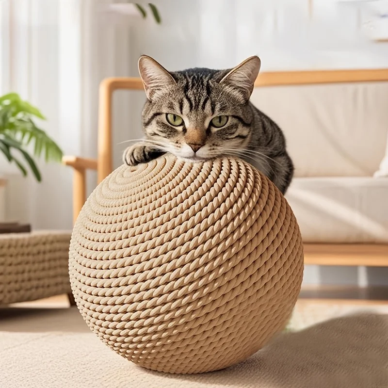 kf-S33f9dd295c2946cd9af96c11a5d59cf7z 1pc Cat Toy Sisal Ball Extra Large Self-Entertainment Boredom Relief Chew Toy Cat Teaser Wand Scratching Ball for Cats - Image 1