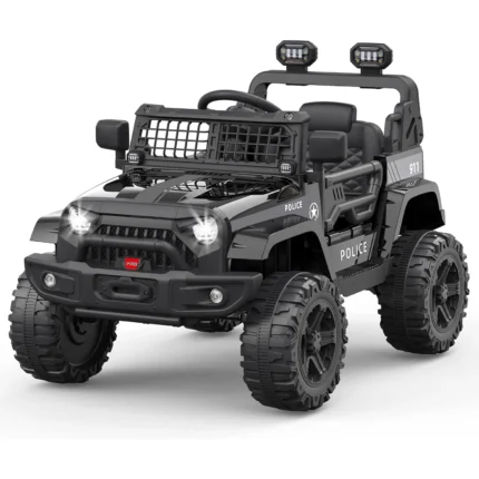 Electric Car Kid 12V Children's Ride On Off-Road Car Toys with Suspension Spring/LED Lights/Bluetooth/2 Speeds for 3 to 8 Years
