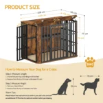Dog Cage Furniture, Wooden Dog Box for Indoor Use with Food Door Top, Multi-Door Design, Dog Cage Side Table for Medium - Image 6