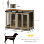 Oak Finish Dog Crate for Medium Dogs, 120x60x88.5cm with 2 Doors, Indoor Pet House & Kennel - Image 3