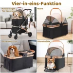 Dog Buggy 2 in 1 Stroller Dog Box Transport Foldable Cat Stroller, 360° Wear-resistant Rubber Wheels, with Storage Basket - Image 3