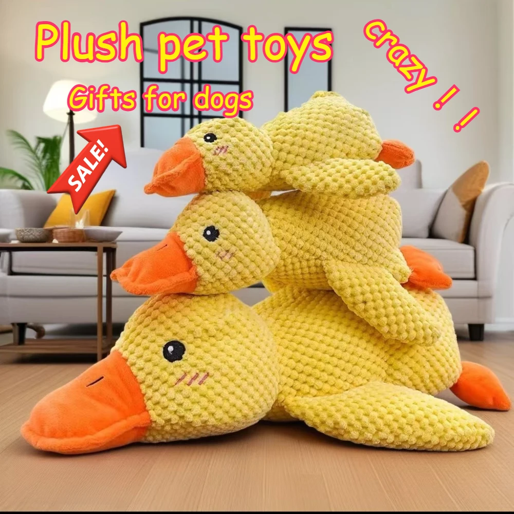 kf-S3cbdae03d56e49a78b945a70b34b811cU 1/3PCS Things For Dogs Dogs Accessories Dog Supplies Calming Duck Squeaky Plush Toy Luxury Sleep Aid Durable Puppy Companion Pet - Image 1