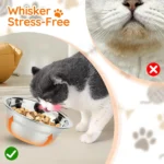 Elevated Cat Bowls Raised Wood Stand Feeder with 3 Stainless Steel Bowls Feeding & Watering Supplies for Puppy Cats Accessories - Image 4