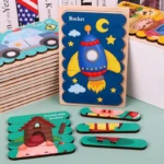 Baby Wooden Montessori Puzzle Child Game Wooden Puzzle 3D Cartoon Animal Puzzle Babies Toys Puzzles For Kids 1 2 3 Year Old - Image 2