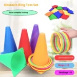 1 Set Outdoor Toy For Kid Adult Party Games Ring Toss Game Carnival Combo Kit Soft Plastic Cones Ring Toss Game