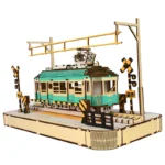 3D Wooden Puzzle Streetcar Sakura Journey Tram Station Retro Car Bus Model DIY Assembly Toys For Children Kids Desk Decoration - Image 4