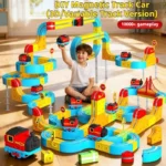 Children'S Puzzle Electric Magnetic Track Set With Anti-Gravity Vehicles Stem Railway Building Blocks Diy Train Car Kid Gift Toy