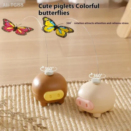 Electric Interactive Cat Teasing Toy Intelligent Automatic Rotating Butterfly Cute Pig Funny Electronic Pet Plaything