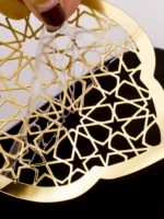 Islamic Ramadan Wood Wall Shelf Geometric Gold Black Acrylic Hanging Shelf for Eid Mubarak Kareem Candle Incense Home Decor Gift - Image 5