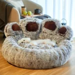 Dog Bed Cat Pet Sofa Cute Bear Paw Shape Comfortable Cozy Pet Sleeping Beds For Small Medium Large Soft Fluffy Cushion Dog Bed - Image 5