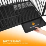 Heavy Duty Escape-Proof Metal Dog Crate Steel Kennel Dog Cage with 3 Doors, Removable Tray, Locking Wheels Medium/Large Breeds - Image 3