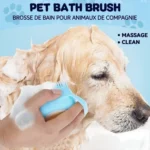 Silicone Soft Rubber Pet Massage Shower Brush with Builtin Shampoo Storage Self Cleaning Detangling for Dogs Cats Grooming Brush - Image 3