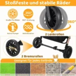 Dog Buggy 2 in 1 Stroller Dog Box Transport Foldable Cat Stroller, 360° Wear-resistant Rubber Wheels, with Storage Basket - Image 5