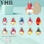 YHB LA Drop Light AB Glass Rose AB Sewing Stones Flatback Sew on Rhinestones For Garment Clothes Bags H6230