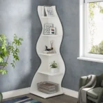 Tribesigns Wavy Corner Shelf, Modern 5-Tier Bookshelf Bookcase with Curvy Shape, Unique Plant Stand Display Rack for Living Room - Image 2