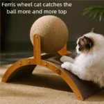 2 In 1 Wooden Cat Scratching Ball Sisal Scratch Board Durable Grinding Paw Toy Solid Wood Scraper For Cats Kittens Pet Supplies