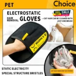 2 in 1 Pet Hair Removal Mitts for Cats Dogs Electrostatic Grooming Glove Reusable Washable with Lint Roller Brush Safe Non Toxic