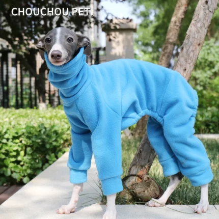 Whippet Pyjamas, Elderly Dog Onesie, Easy to put on and Made to Order in Soft Polar Fleece, Italian Greyhound Clothes