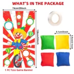 Carnival Toss Game Banner with 4 Bean Bags for Family Indoor Outdoor Activities Circus Theme Birthday Party Decoration Supply - Image 2