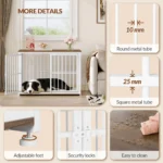 100 cm Dog Box for Home with 3 Doors,Wooden Indoor Dog Box,Side Table,Dog Cage Heavy Duty,for Medium to Large Dogs,Vintage Brown - Image 5