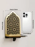 Islamic Ramadan Wood Wall Shelf Geometric Gold Black Acrylic Hanging Shelf for Eid Mubarak Kareem Candle Incense Home Decor Gift - Image 6