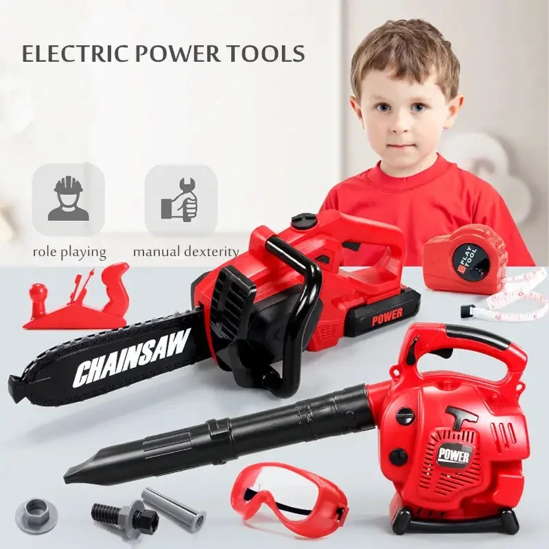 kf-S7493d3a518f442f1a00238e4b5e451b9Q Large Size Children Electronic Chainsaw Kids Play Tools Pretend Play Tool Kits Electric Saw Children Simulated Play House Toy - Image 1