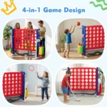 Jumbo Four in a Row-in-a-Row Floor Game, Adjustable Height/42 Large Rings/Quick Release Slide, Outdoor Indoor Family Party Toys - Image 6