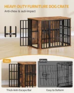 Dog Cage Furniture, Wooden Dog Box for Indoor Use with Food Door Top, Multi-Door Design, Dog Cage Side Table for Medium - Image 4