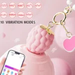 Strawberry Silicone Clitoral Vibrator, Egg vibrator shaped Clitoral Massager with Pearl Chain, Pearl Chain Female Intimate Toy - Image 2