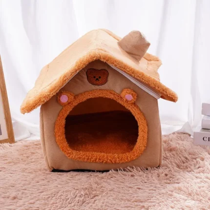 House Style Pet Bed for Small Dogs & Cats - All Season Removable Washable Dog House Winter Warm Teddy Bed Pet Supplies