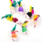 1PC Fake Mouse Colorful Feather Interacts with Cat Cute Soft Wool Fun Play Training Cat Kitten Pet - Image 5