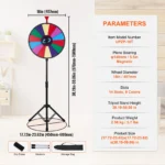 SucceBuy 18 Inch Tabletop Color Prize Wheel w/ Folding Tripod Floor Stand 14 Slots Dry Erase for Win Fortune Spinning Stand Game - Image 6