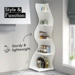 Tribesigns Wavy Corner Shelf, Modern 5-Tier Bookshelf Bookcase with Curvy Shape, Unique Plant Stand Display Rack for Living Room - Image 5