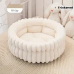 Round Plush Pet Bed for Cats & Rabbits, Thick Warming Donut Cushion with High Sides, No Assembly Needed Easy-Clean Small Dog Bed - Image 4
