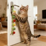 Cartoon Tomato Cat Scratch Toy Portable Plush Teaser Rope with Bell Funny Simulated Fruit Interactive Cat Teaser for Indoor Play