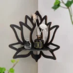 Wooden Lotus Hollow Decorative Rack Aromatherapy Organiser Essential Oil Candle Holder Wall Mounted Shelf Corner Shelf - Image 5