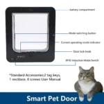 Smart Cat Door Smart Automatic Sensor Cat Flap Pet Gate Collar Activated Dog Cat Entry with Remote Control Automatic Pet Door - Image 2