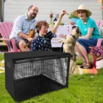 Dog Wire Crate Cover Waterproof Pet Cage Covers With Two Entrance Doors Cage Cover Universal Made Of 210D Silver Coated Oxford - Image 3