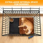 Heavy Duty Escape-Proof Metal Dog Crate Steel Kennel Dog Cage with 3 Doors, Removable Tray, Locking Wheels Medium/Large Breeds - Image 4