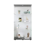 Comanlai 4 Layers Glass Display Cabinet with Door and Lock Dustproof Storage Cabinet Floor Decorative Shelf for Living Room - Image 4