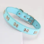 Bone Rivets Leather Dog Collar Colourful Puppy Neck Strap Collar For Small Medium Large Dogs Cat Pug Chihuahua Accessories S-XL - Image 5