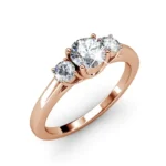 Daisini Women's 3 Stone Finger Rings Embellished with Swarovski Crystals 18k Rose Gold Plated Wedding Anniversary Fine Jewelry