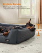 Feandrea dog bed Linen-look dog mat dog house raised edge suitable for extra large dogs 120x90x30 cm - Image 4