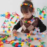 Beads Toys Plastic Children Handmade DIY Puzzle Early Education Toy Rope Threading Games Kids Self Made Bracelet Necklace Gifts