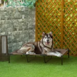 PawHut Cama Elevada Perros Transpirable Interiores Exteriores 122x92x23 cm Café - Image 2