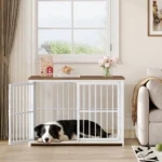 100 cm Dog Box for Home with 3 Doors,Wooden Indoor Dog Box,Side Table,Dog Cage Heavy Duty,for Medium to Large Dogs,Vintage Brown