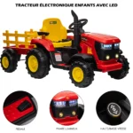 12V Kids Electric Tractor with Removable Trailer, Ride-On Electric Car Toys with Music MP3 3-Speeds 7 LED Lights for 3-6 years - Image 5