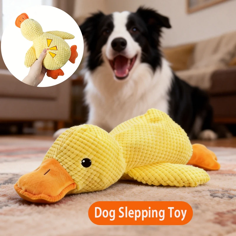kf-Sa083a98932a6491b977af94e26937b2fa Dog Toy Plush,Sleeping Duck With Sound Pet Interactive Plush Bite Resistant Teeth Grinding Puppy Cat Relieve Boredom Pet Product - Image 1